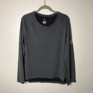 Adidas gray long sleeve sweater round neck logo M